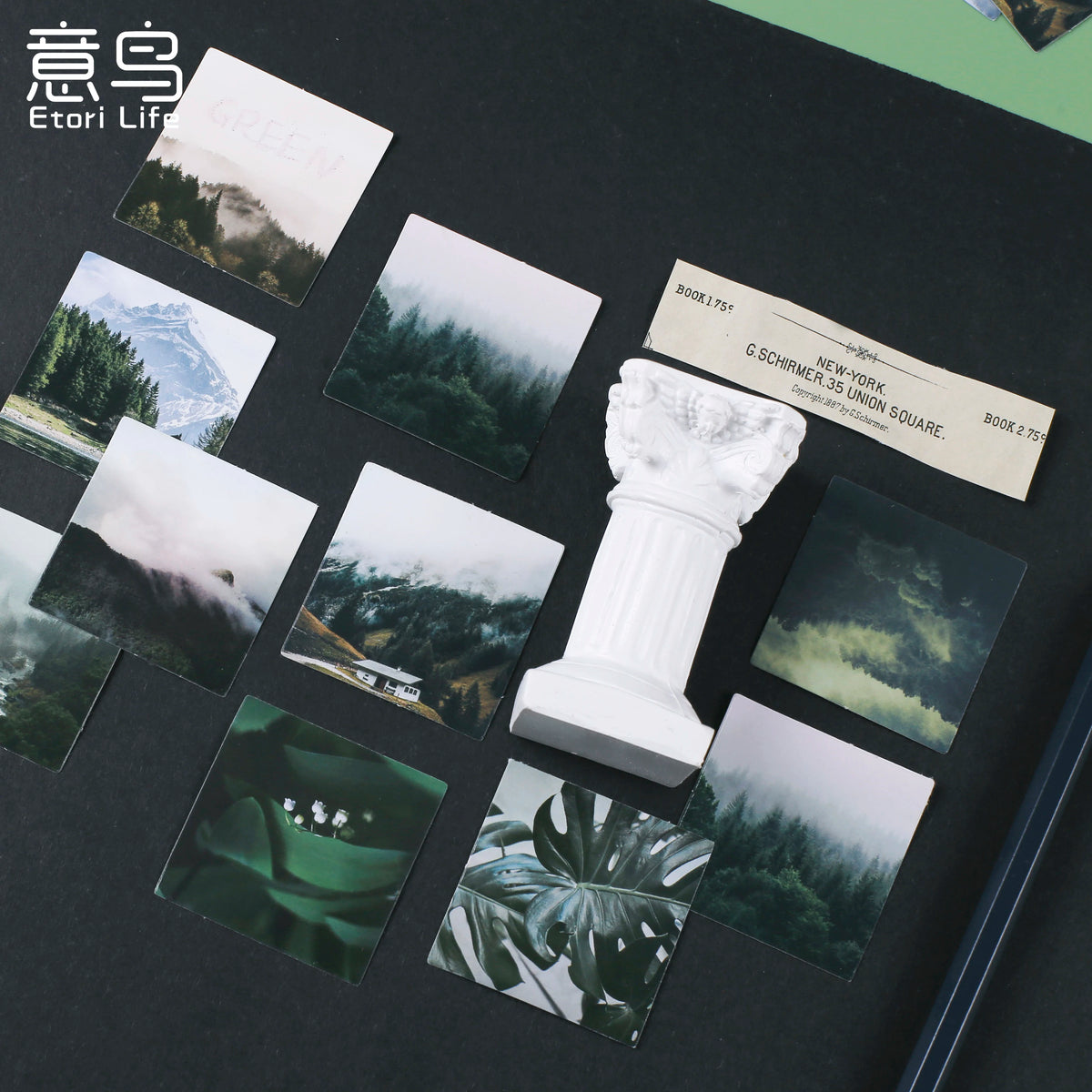 feuilles stickers bois vert paysages forêts feuillage minimaliste stickers adhésifs carnet crayon étiquettes ancienne