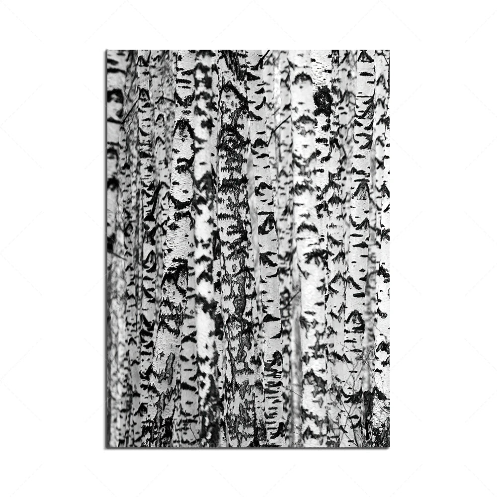 toile art moderne forêt bois noir blanc cadre bois décoration murale nature intérieure