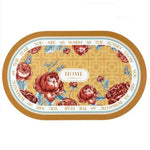 tapis table classique vintage noir blanc marron motif floral roses texte better life résistant