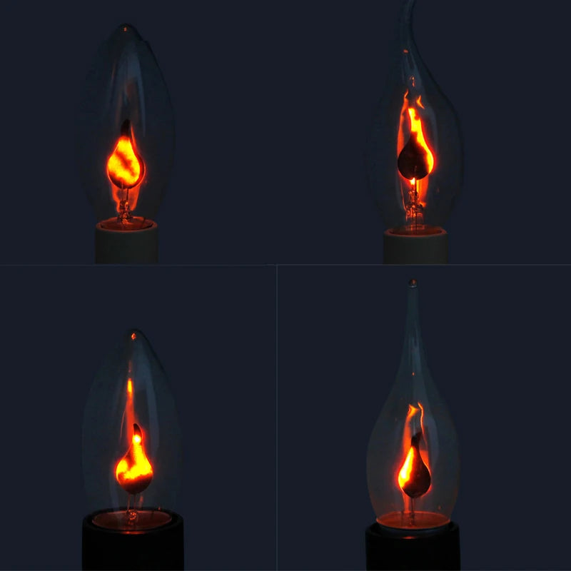 lampe led flamme noire transparente moderne e27 e14 3w 250 lumens 30000h