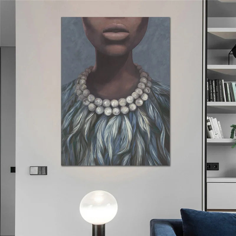 tableau toile moderne abstrait bleu gris beige noir décoration murale salon chambre minimaliste