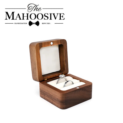 Boîte à bijoux en bois carrée blanche avec intérieur en bois