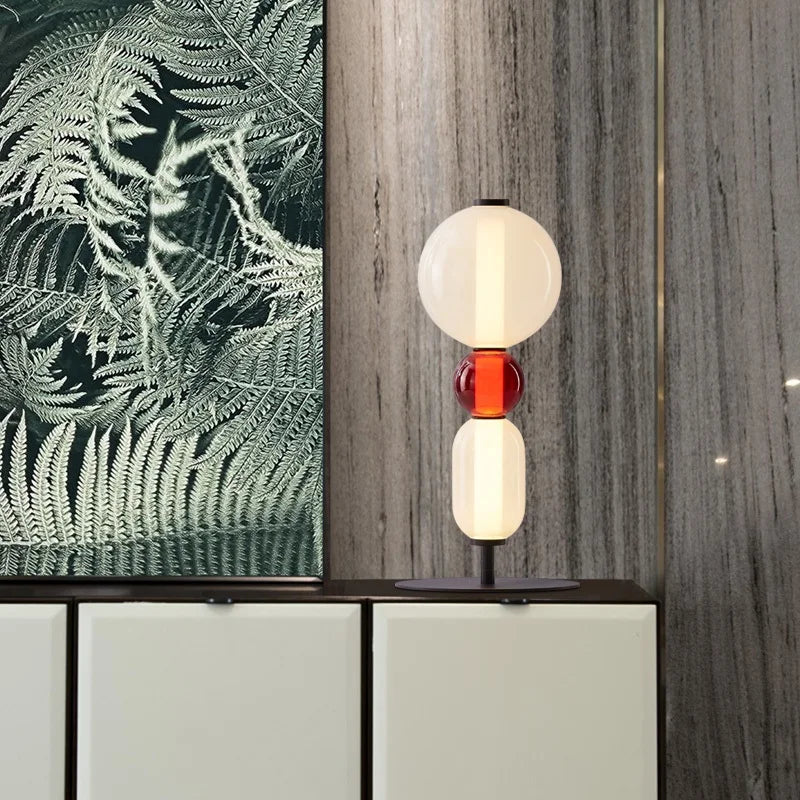 lampe sol moderne rouge blanc doré pied stable minimaliste vitrail led translucent