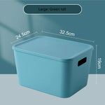 boîtes rangement modernes bleu orange jaune matériau plastique respectueux environnement treillis couvercle petite moyenne