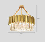 Suspension lumineuse moderne dorée pendants transparents barres rayonnantes salon élégant
