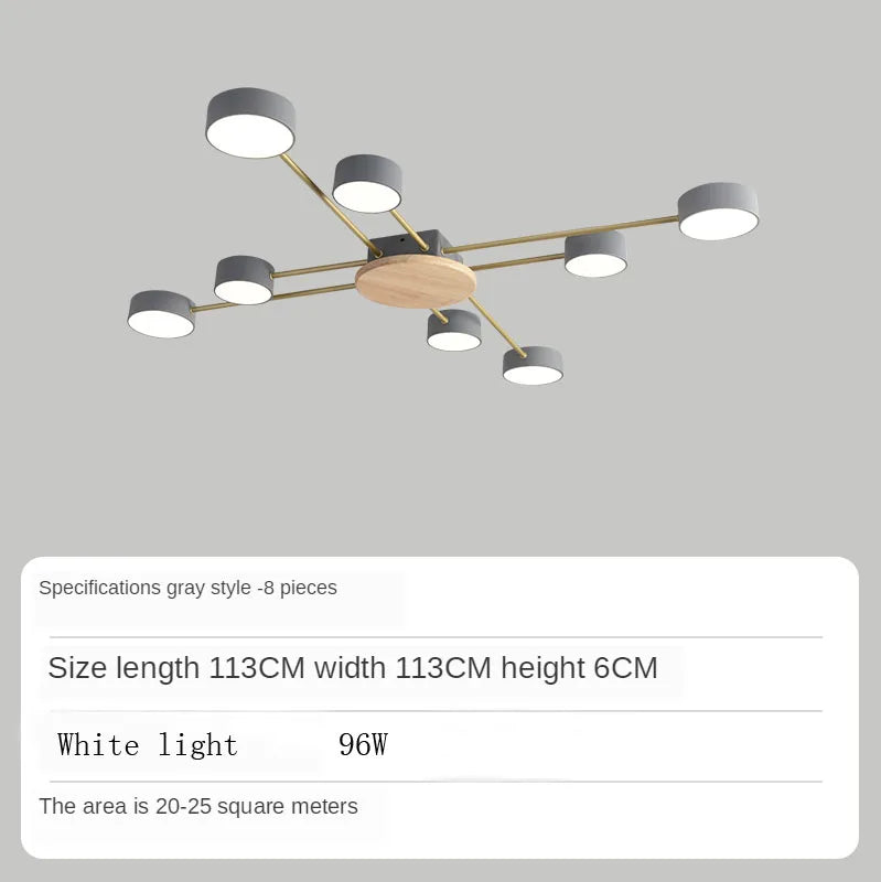 plafonnier moderne gris doré bois éclairage led nordique minimaliste chambre salon