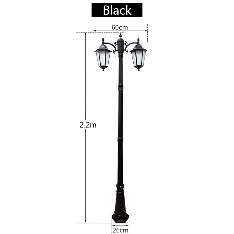 lampadaire classique bronze noir verre ondulations deux têtes éclairage extérieur led haute qualité aluminium