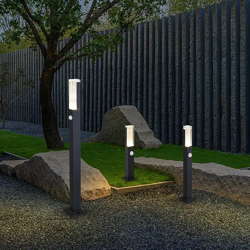 lampe led extérieure moderne noire capteur mouvement ip65 27cm 40cm 60cm