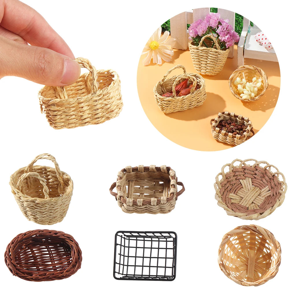 paniers osier rustique beige clair tissage traditionnel poignées osier décoration maison poupées éléments rangement