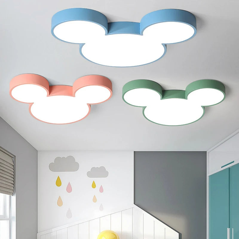 plafonnier led moderne tête mickey bleu vert rose blanc opacité designintérieur cuisine télécommande