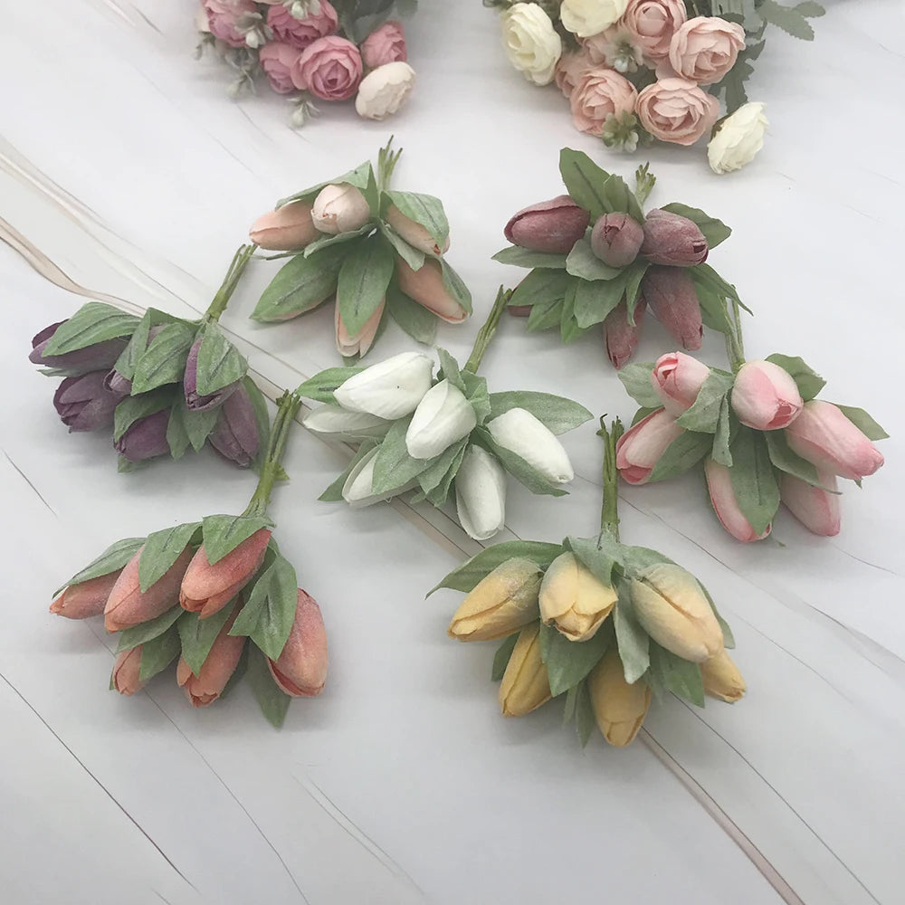 bouquet tulipes artificielles rose blanc jaune feuilles vertes décoration intérieure mariage anniversaire