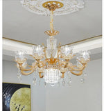 lustre cristal doré pendeloques floraux baroque chambre salon decoration française