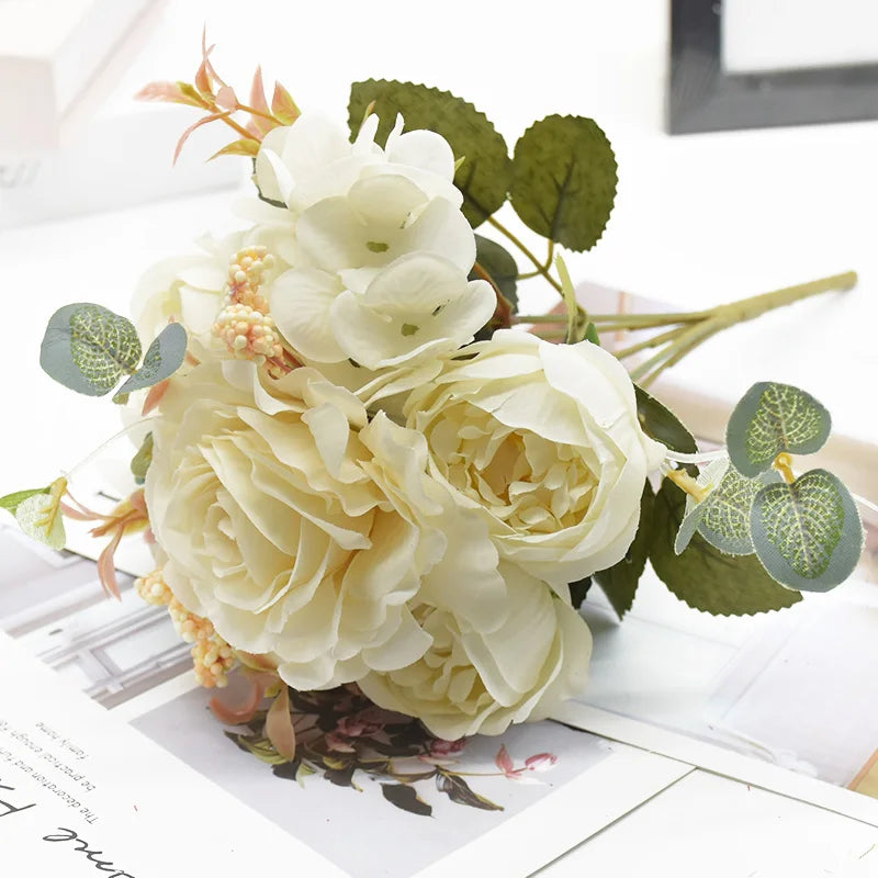 bouquet fleurs artificielles rose classique decoration maison mariageextérieur