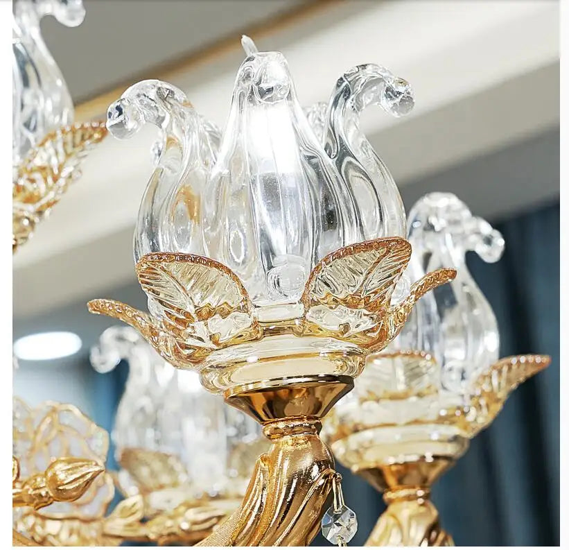 lustre cristal doré pendeloques floraux baroque chambre salon decoration française