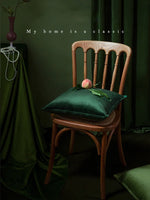 coussin velours carré vert foncé décoration intérieure élégante 30x50cm chambre salon farmhouse