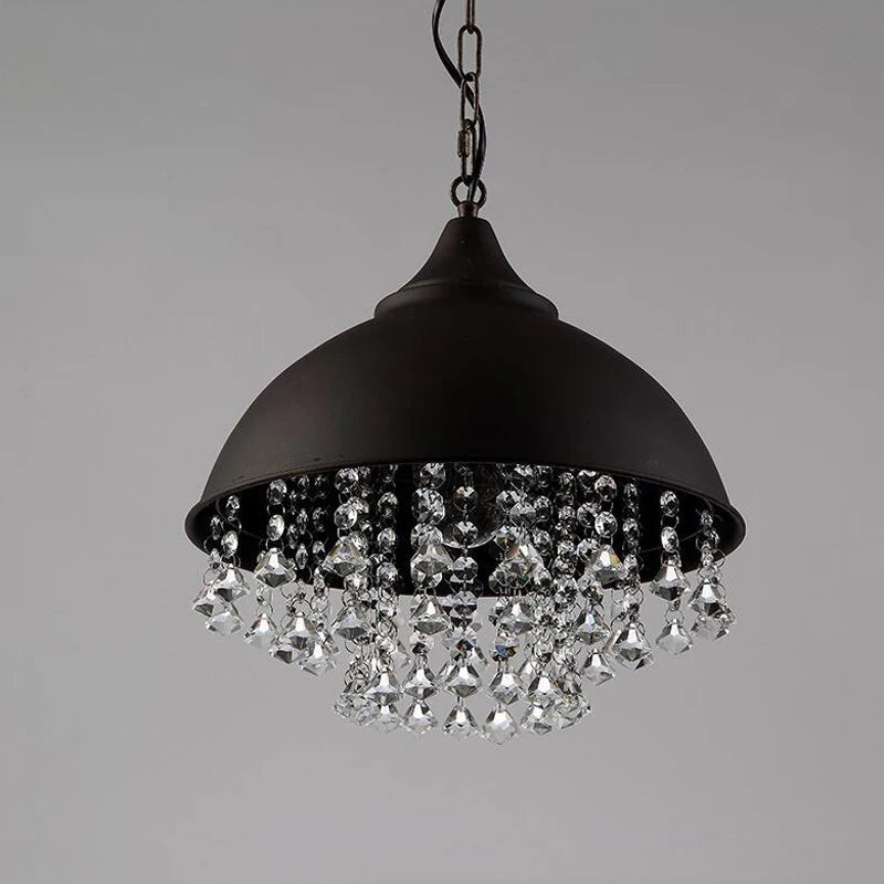 Suspension lumineuse moderne vintage noir transparentes pendantes chaîne étude salon