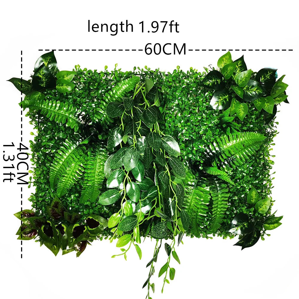 panneau végétal artificiel feuilles naturelles extérieur herbes variées stylisé accrochableextérieur vertbrunfoncé