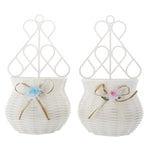 panier raphia tressé blanc fleur artificielle classique décoration intérieure mur ruban doré