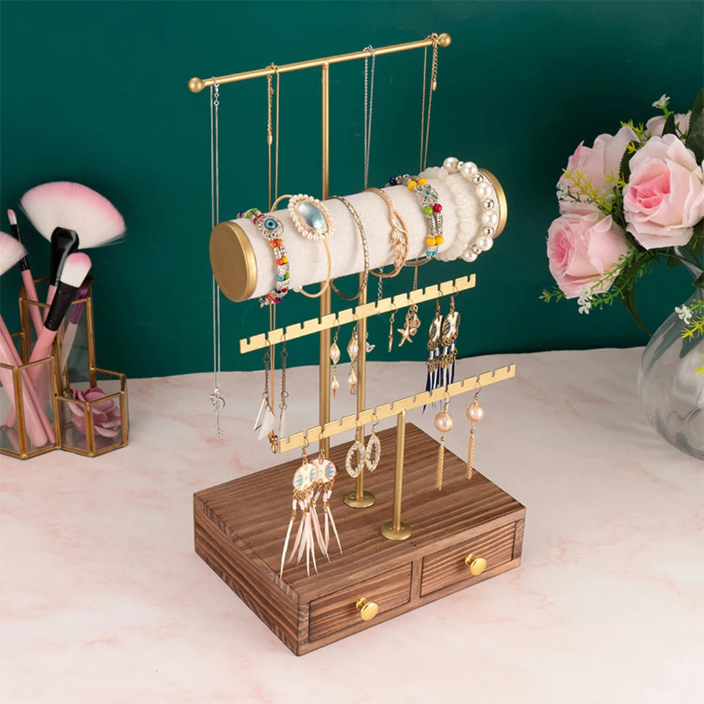 Organisateur de bijoux avec boîte de rangement intégrée
