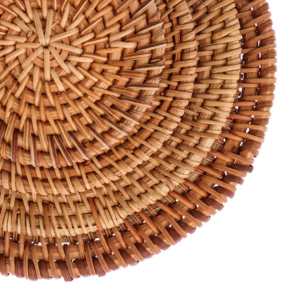 coasters tressés naturels traditionnels bois 8x8cm 10x10cm 13x13cm 16x16cm 18x18cm 20x20cm 6pcs