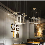suspension moderne or blanc géométrique forme cubique minimaliste led aluminium