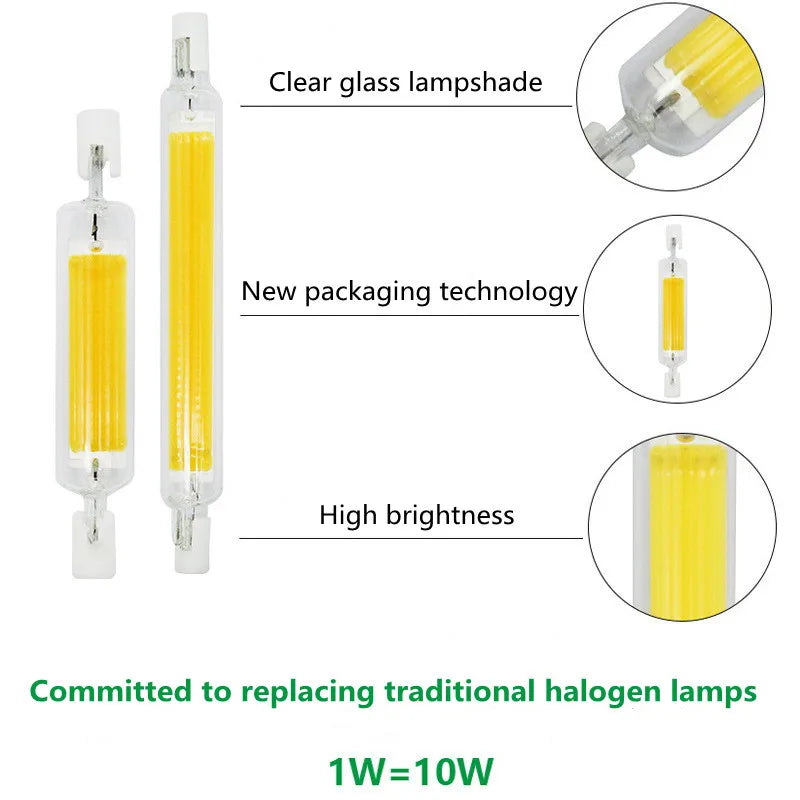 Ampoule LED 15W 20W 30W 40W blanc jaune R7S moderne transparente 50000H