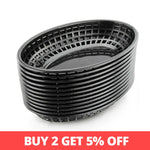 paniers ovales plastique noir vert rouge jaune moderne grille alimentaire service restauration rapide