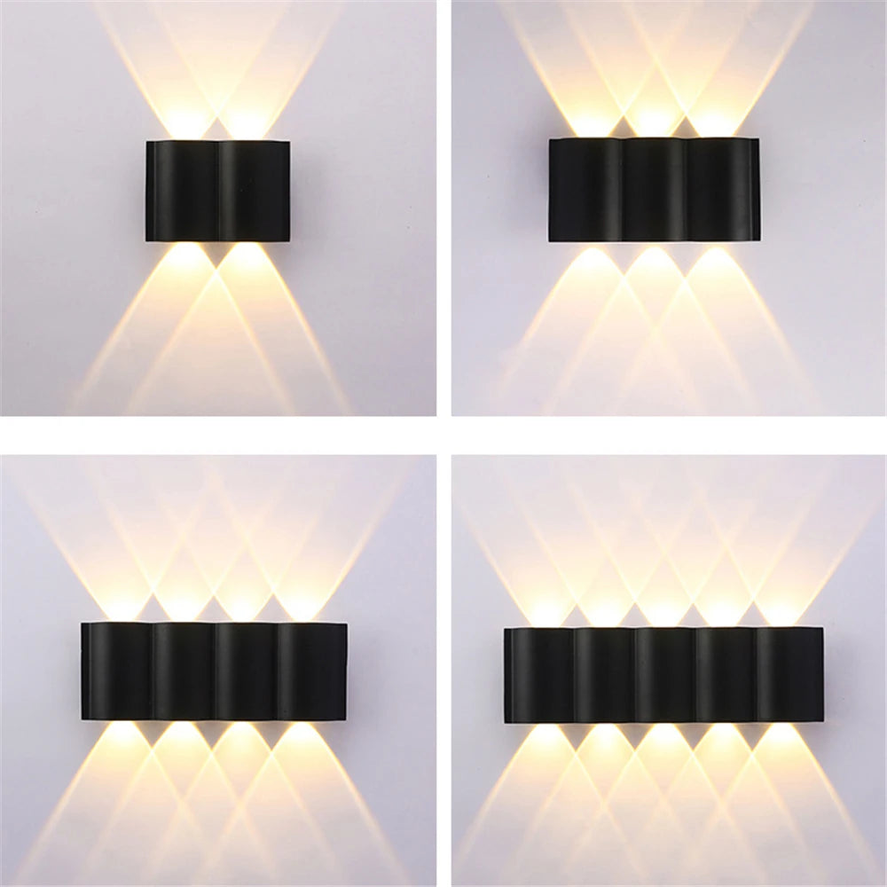 éclairage led moderne applique murale noir ip65 6w 8w 10wextérieur résistante água