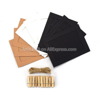 Lot de 10 cadres photo en papier noir et blanc