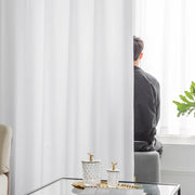 rideaux blancs semi transparents plissés moderne tringle rideau dimensions variées chambre salon