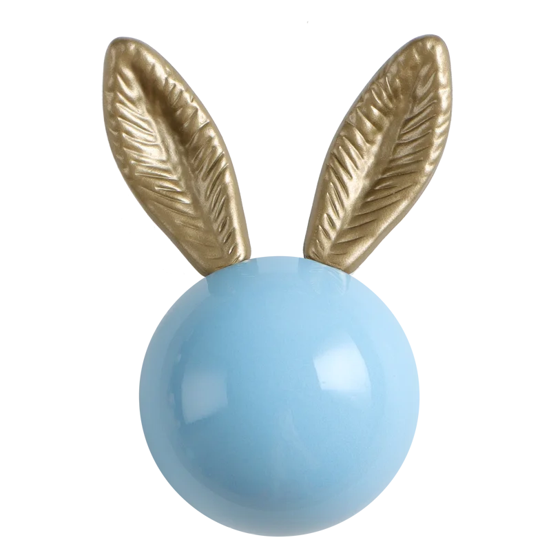 boutons meuble céramique moderne oreilles lapin blanc rose bleu jaune décoration adhésif