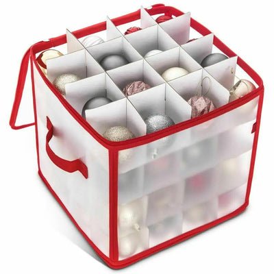 Boîte de rangement pour boules de Noël 64 grilles noire