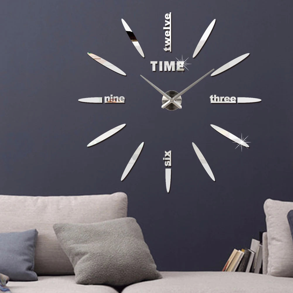 horloge murale moderne aiguilles noir doré argenté relief quartz salle manger salon minimaliste