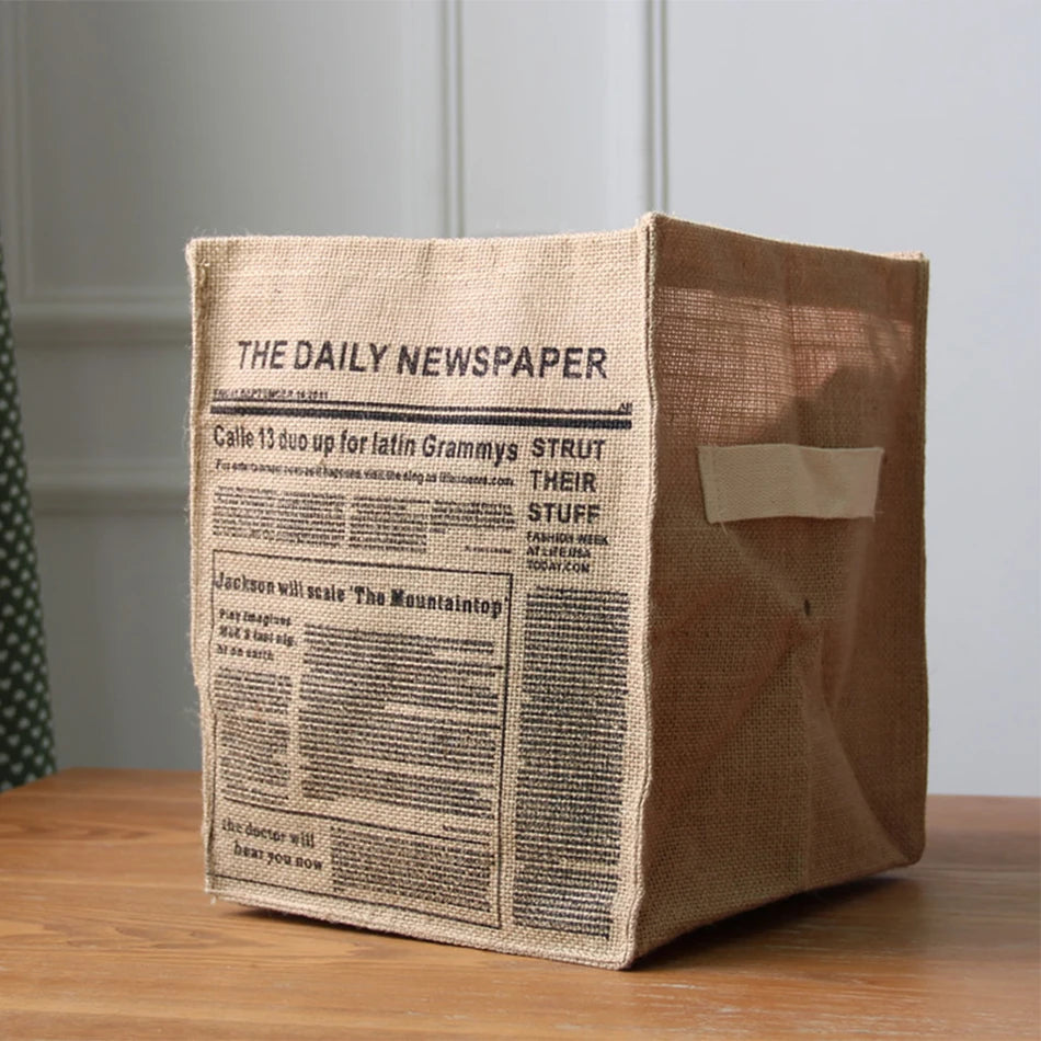 Panier de rangement cube en jute noir