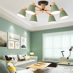 Lustre bois et métal gris pour salon