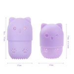 pot savon silicone rose bleu violet animalier brosse nettoyage intégrée texture douce patte chat