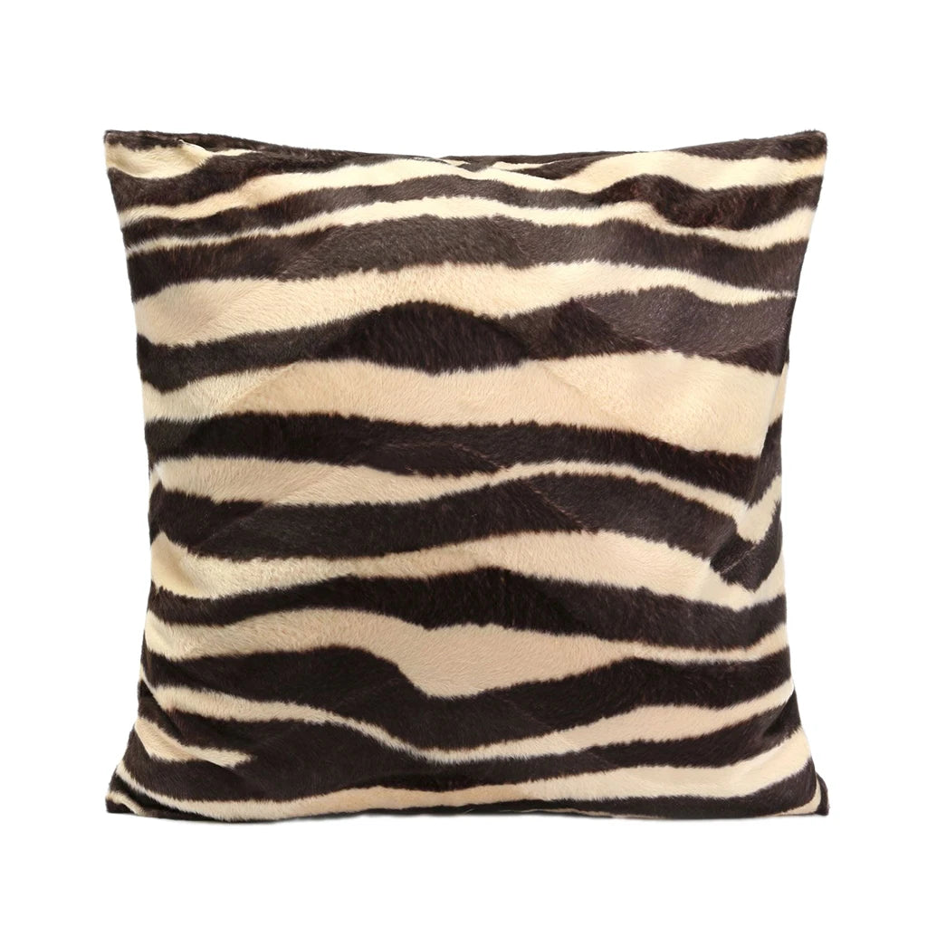 coussin carré moderne imprimé léopard zèbre noir blanc marron beige amovible lavable