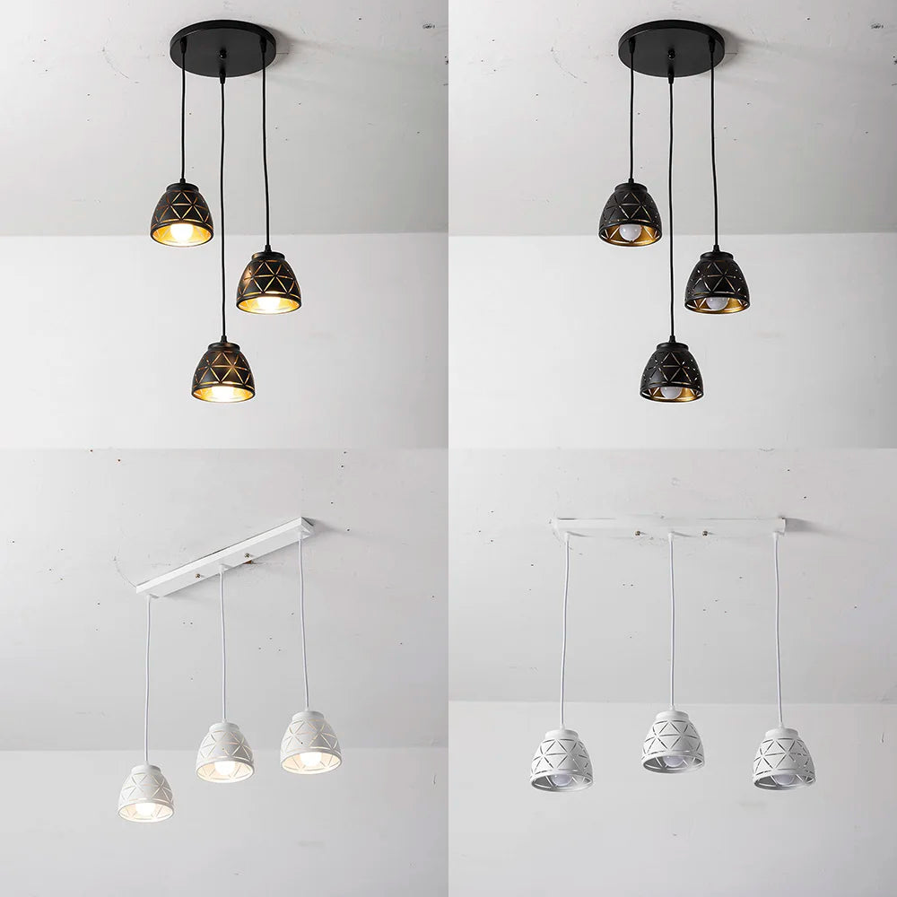 suspension lampe système noir blanc moderne disque barre fixations 30cm aménagement intérieur