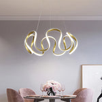 suspension lumineuse or blanc spirales élégante contemporaine plafonnier chaînes LED moderne