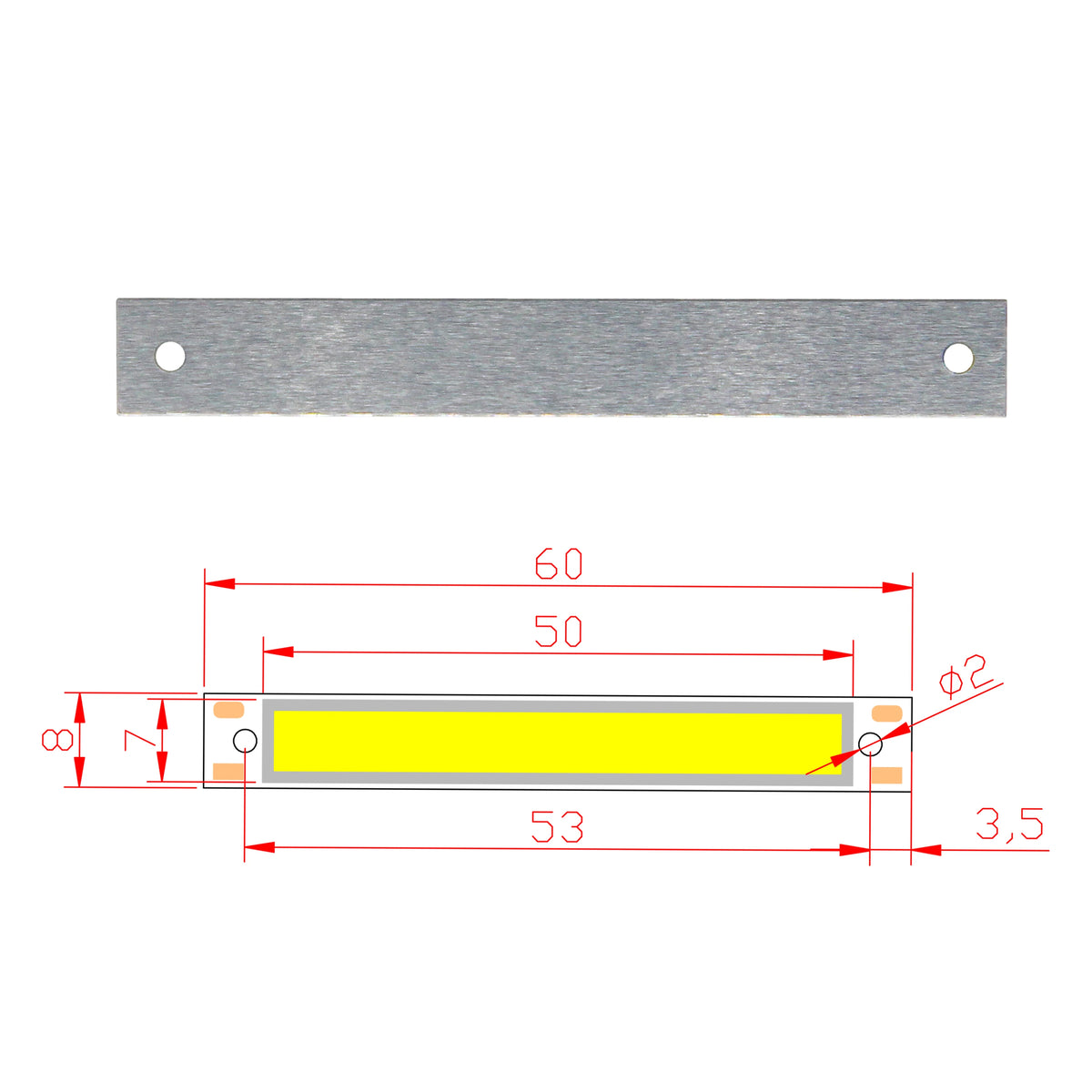 plaque led moderne 60x53mm blanc jaune grille perforations 3500k 5500k