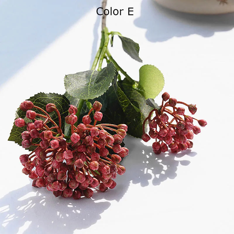 bouquet artificiel hortensia mariage rouge blanc vert naturel détaillé