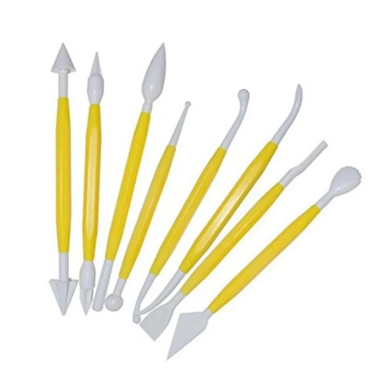 outils douille fondant cake sculpting modélisation sucre décorations diy baking jaune blanc ergonomiques cake