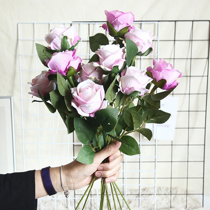 bouquet artificiel roses violet blanc decoration maison mariage anniversaire intérieur classique