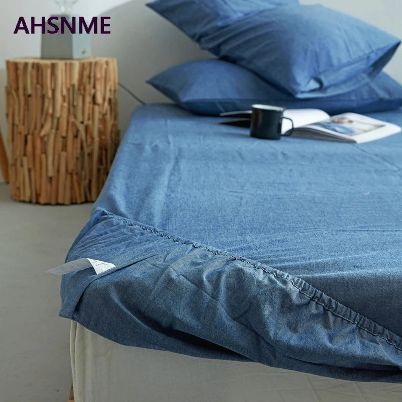 drap plat coton bleu uni moderne minimaliste légèrement texturé élastique qualité adultes