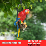décoration extérieure oiseau suspendu perroquet plumage coloré anneau métallique jardin fleurs artificiellesbranches