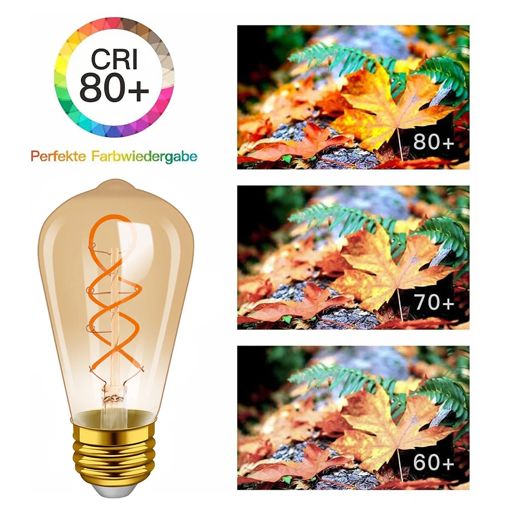 ampoule led dorée spirale vintage 360° 25000h 249lm 220v blanc chaud translucent