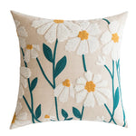 housse coussin brodée géométrique moderne fleur abstraite couleur beige blanc vert jaune décoration intérieure