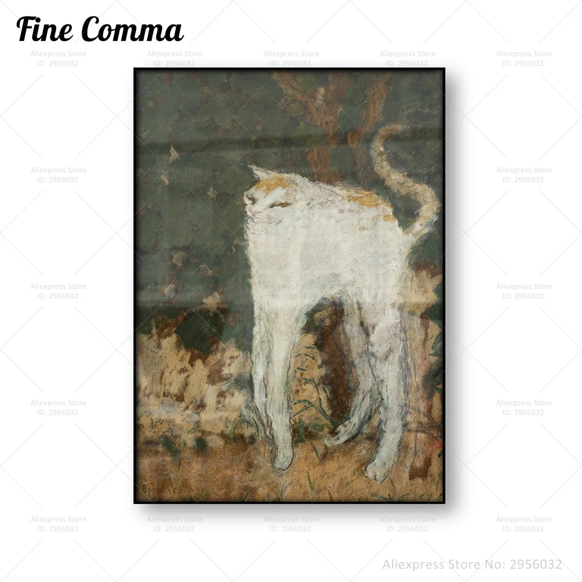 impression giclée toile texturée vintage chat blanc Pierre Bonnard rétro salon décoration maison impressionniste