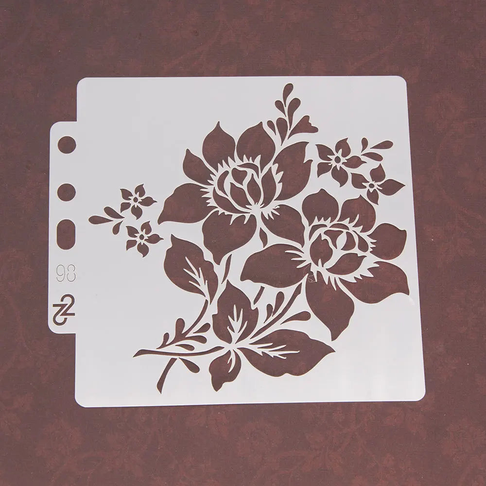 gabarit peinture fleurs moderne blanc bleu noir feuilles floral opaque minimaliste bricolage scrapbookcoration