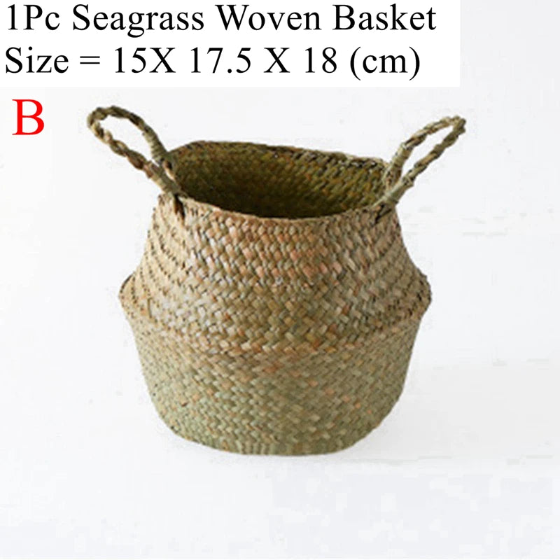 panier tissé osier pliable rangement stockage beige clair rustique naturel poignées corde
